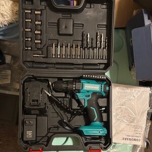 Comoware Cordless Drill Set in Black and Teal